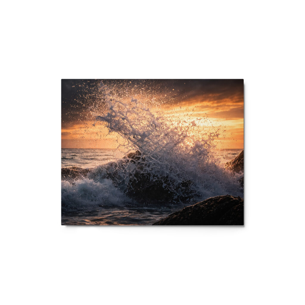Evening Wave – Glossy Metal Print | Coastal Ocean Photography